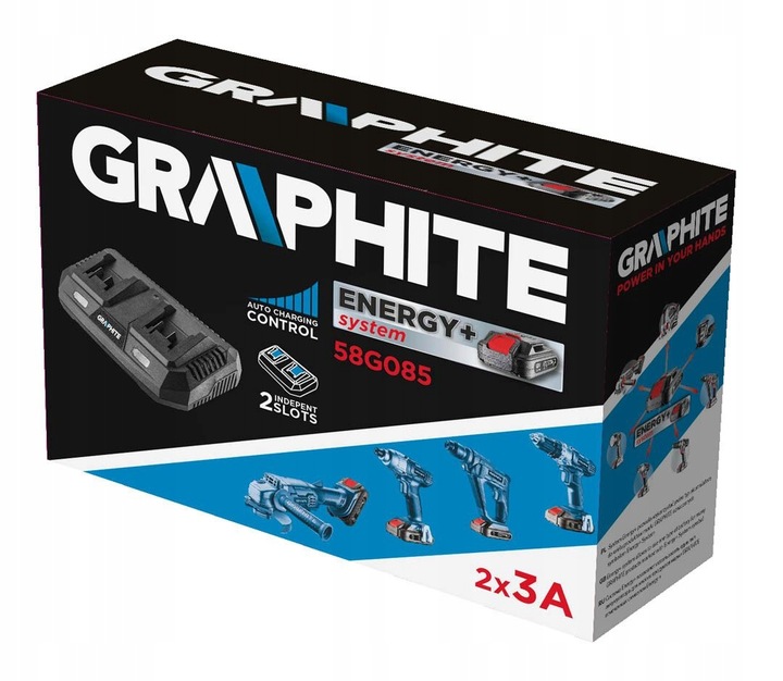 GRAPHITE ŁADOWARKA PODWÓJNA DO AKUMULATORÓW BATERII ENEGRY+ GRAPHITE