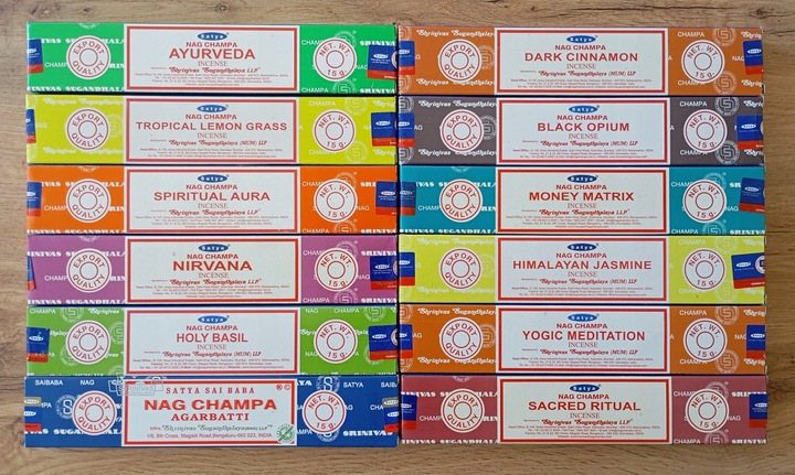 NATURALNE INDYJSKIE KADZIDEŁKA PYŁKOWE SATYA MIX 12 ZAPACHÓW nr 5 +