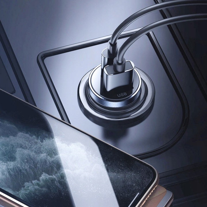 Mała szybka ładowarka samochodowa POLION USB-A USB-C 35W QC3.0 PD 3A