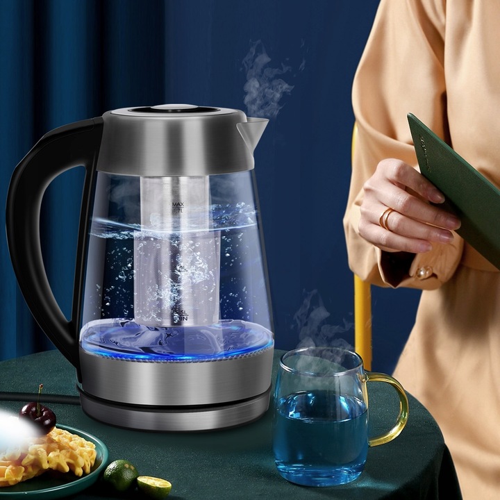 Czajnik Elektryczny Szklany z Regulacja Temperatury 1,7L 2200 W