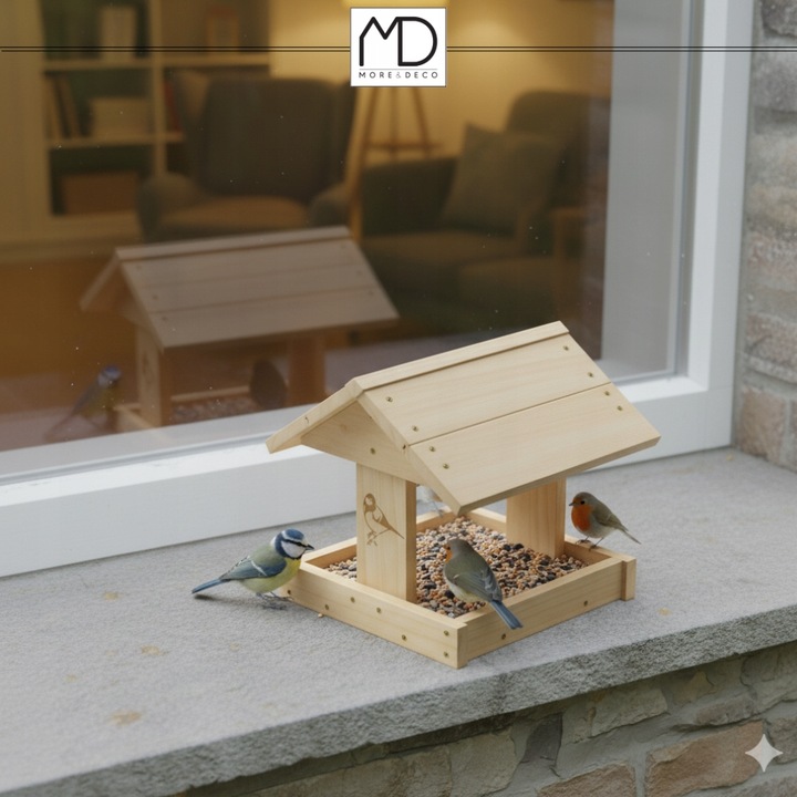 Karmnik dla ptaków domek budka DIY eko drewno ogrodowy solidny na zimę