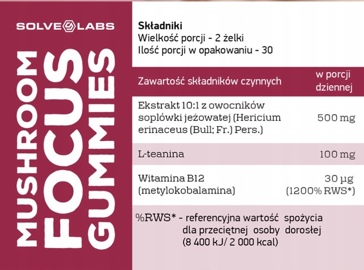 SOLVE LABS Mushroom Focus Gummies (żelki)