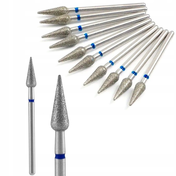 FREZ DIAMENTOWY ŚREDNI GRUSZKA SZPIC OSTRA STOŻEK 4/12 mm DO SKÓREK 10 szt.