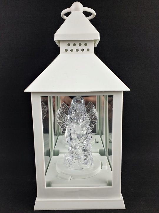 LAMPION Z ANIOŁKIEM ŚWIECĄCY NA BATERIE R6 LATARENKA BIAŁY ANIOŁ ZNICZ