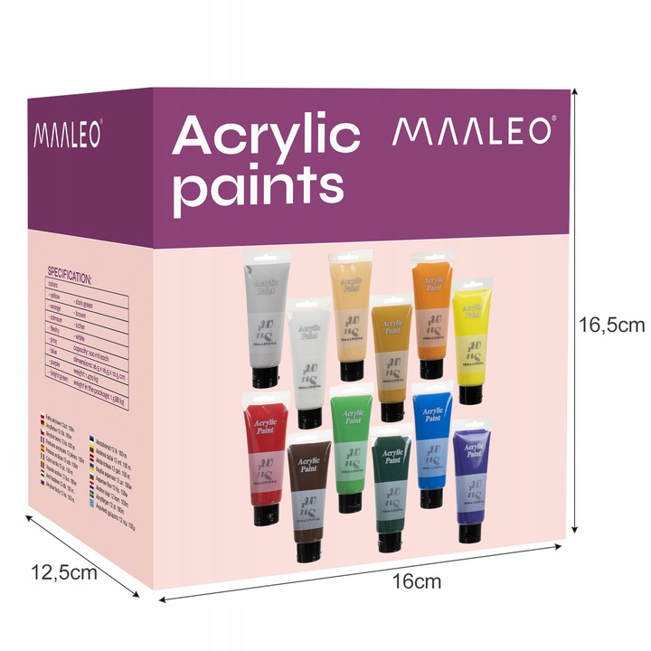 Farby Akrylowe Duży Zestaw Farb Farba Akrylowa 12 Kolorów po 100 ml = 1200