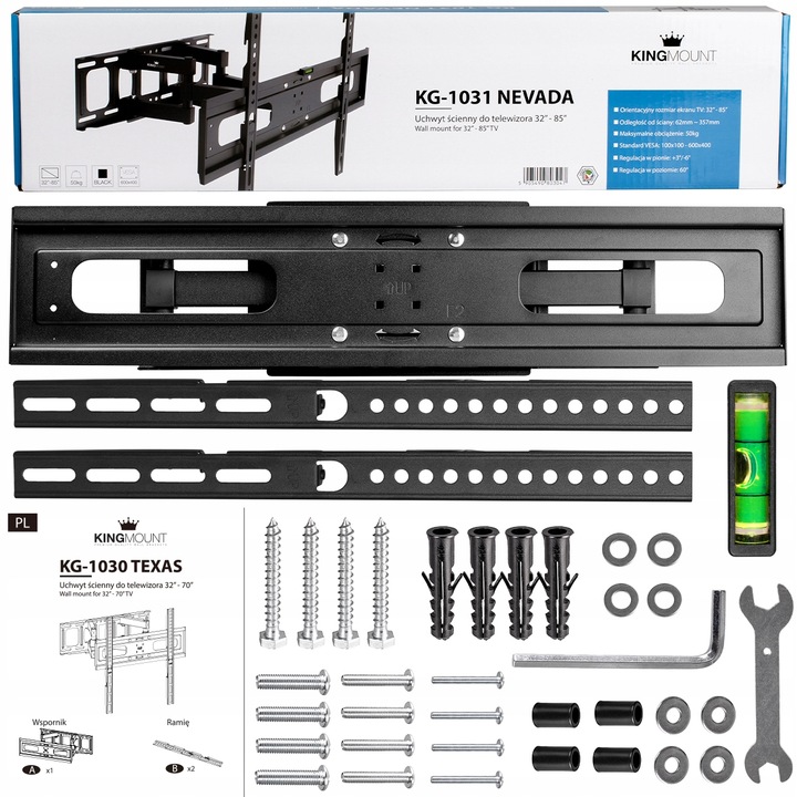 MOCNY UCHWYT do TELEWIZORA LCD LED WIESZAK TV ŚCIENNY OBROTOWY 32-85