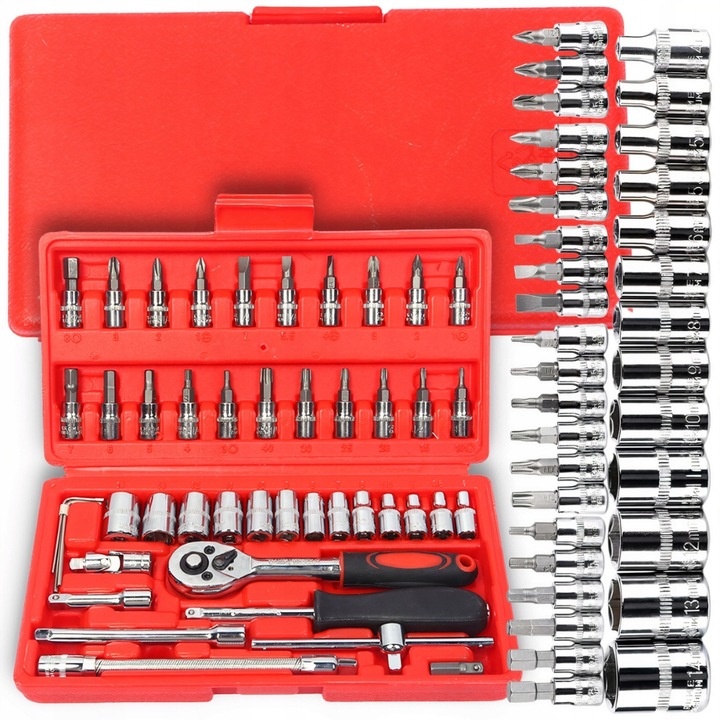 ZESTAW KLUCZY NASADOWYCH KLUCZE NASADOWE 46el TORX WKRĘTAKI IMBUSY