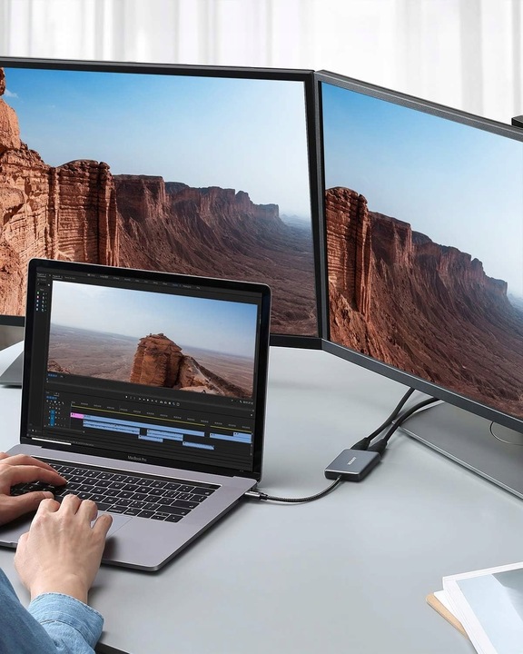 ADAPTER HUB USB C HDMI USB PD PRZEJŚCIÓWKA ROZDZIELA 1 ZŁĄCZE -> 2 MONITORY