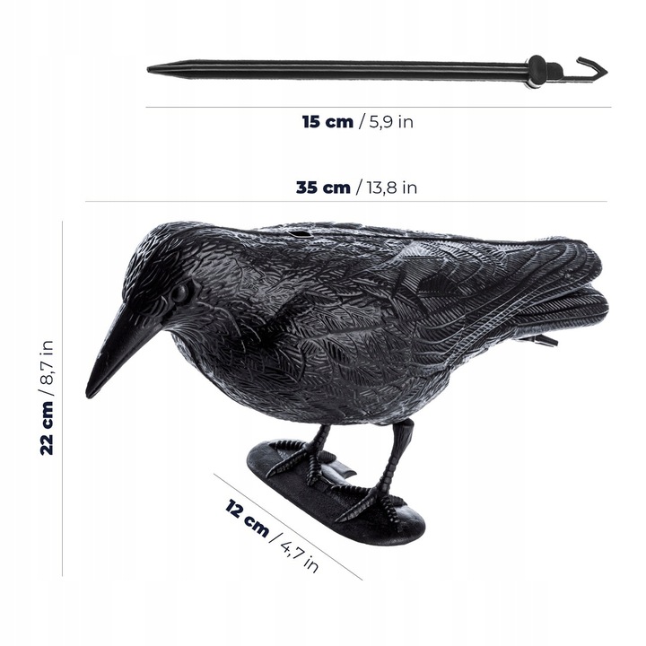 DUŻY KRUK ODSTRASZACZ PTAKÓW GOŁĘBI SZPAKÓW PTAKI NA BALKON CZARNY 3