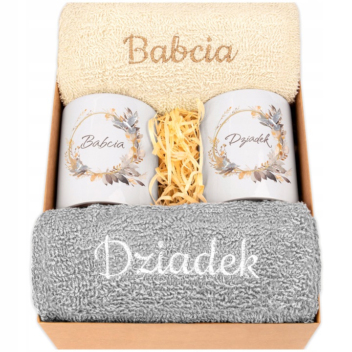 Prezent dla Babci Dziadków RĘCZNIKI KUBKI Dzień Babci i Dziadka db