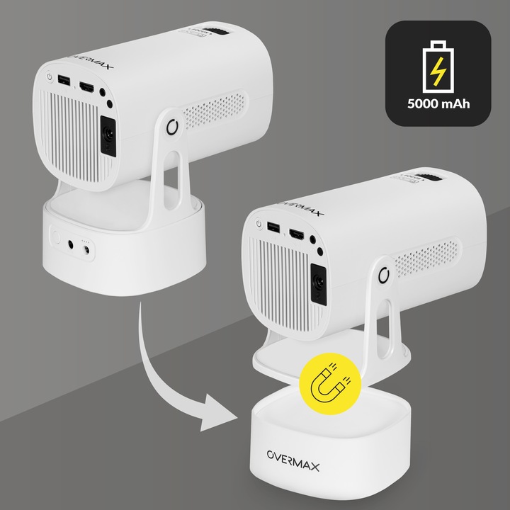 PROJEKTOR RZUTNIK ANDROID TV WIFI BEZPRZEWODOWY OBROTOWY LED PRZENOŚNY