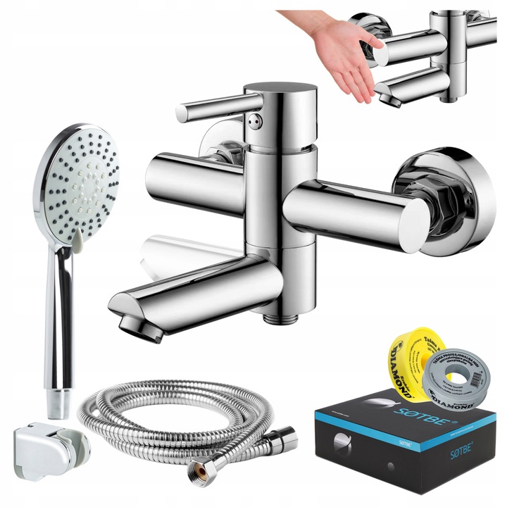 Bateria wannowa z chowaną wylewką Kran do wanny i prysznica składany SOTBE