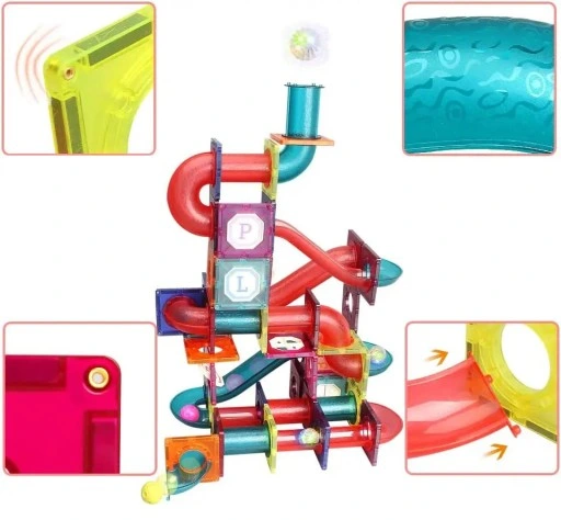 KLOCKI MAGNETYCZNE KONSTRUKCYJNE ŚWIECĄCY TOR 110el 3D MAGNETIC EDUKACYJNE