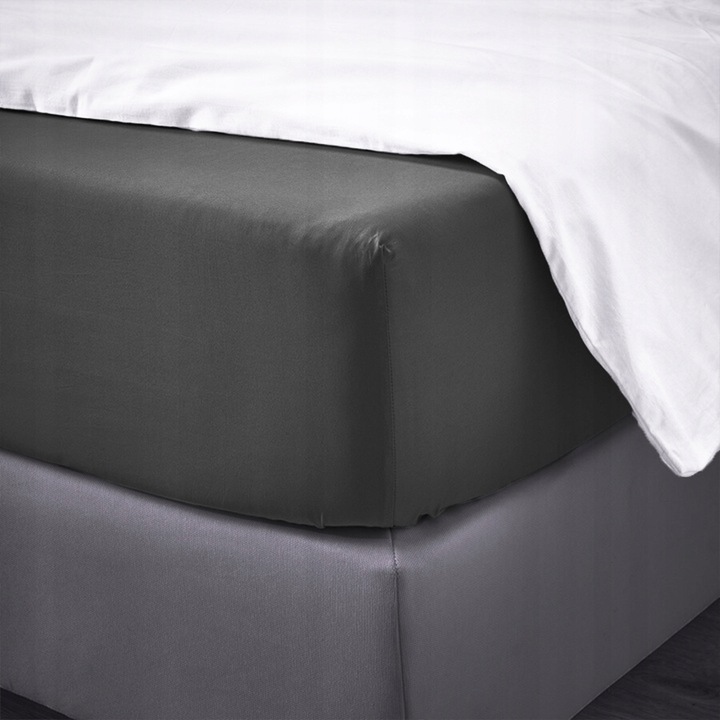 Bawełniane Prześcieradło z Gumką 160x200 Miękkie Kolor Ciemnoszary Jersey