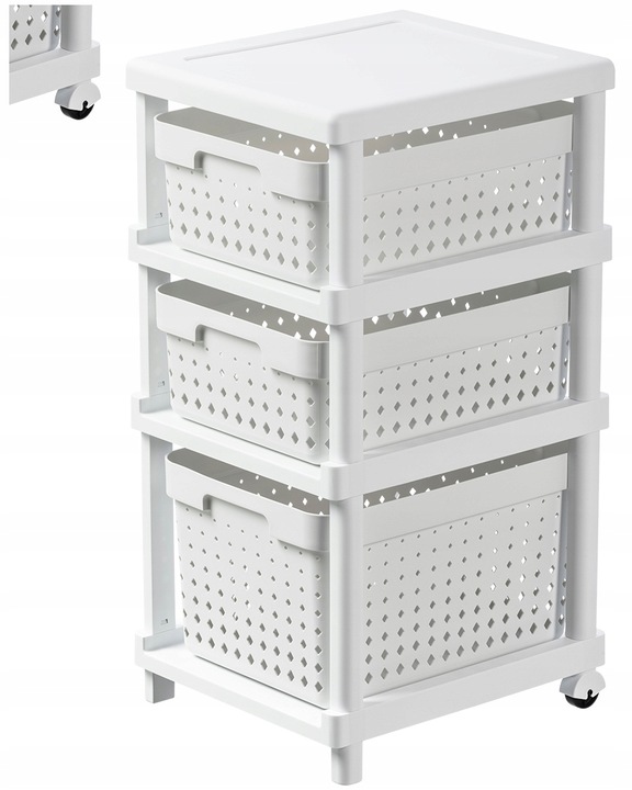 Szafka mobilna na kółkach łazienkowa z koszykami wysuwanymi regał kuchenny