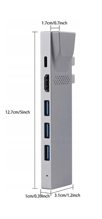 4Apple.pl HUB 2xUSB-C Thunderbolt HDMI LAN USB Macbook AIR PRO M1 M2 M3