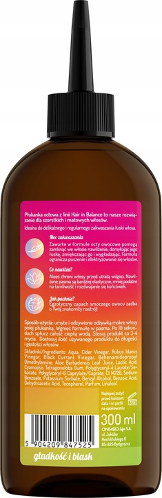 Hair in Balance by ONLYBIO Płukanka octowa nadająca blask i domykająca łusk