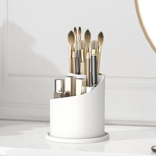 POJEMNIK ORGANIZER NA KOSMETYKI PUDEŁKO NA PĘDZLE MAKIJAŻU ELEGANCKI BIAŁY