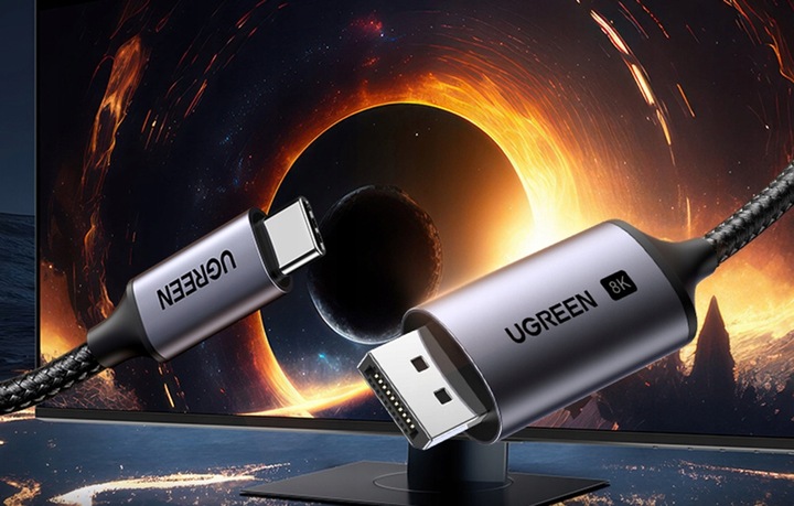 KABEL USB-C DISPLAYPORT UGREEN 8K 60Hz HDR HDCP2.3 eARC MOCNY PRZEWÓD 1M