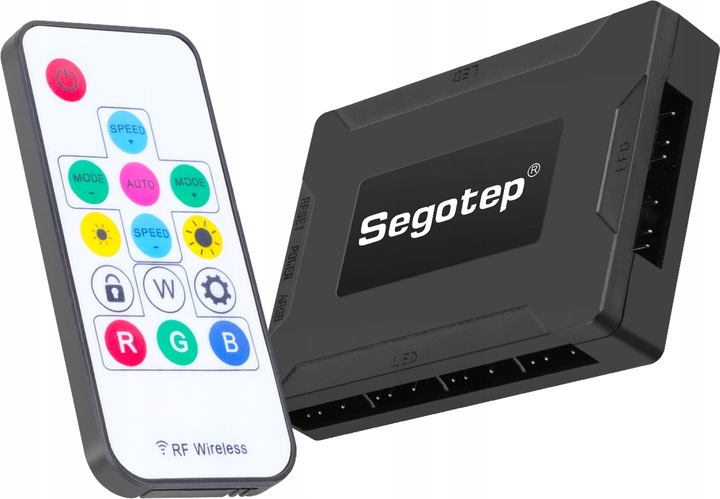 KONTROLER ARGB 5V + PILOT AŻ 10x ZŁĄCZ ARGB ZASILANIE SATA SEGOTEP