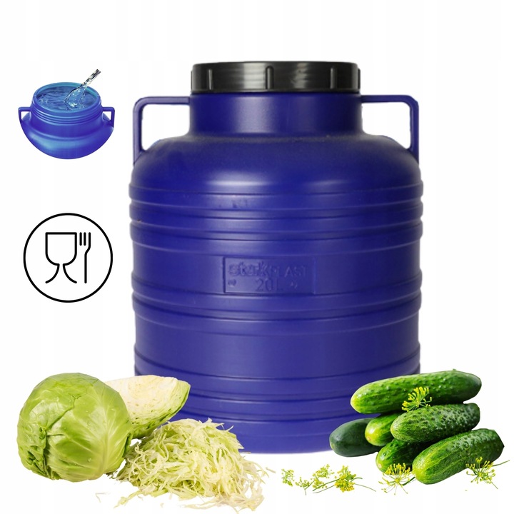 BECZKA PLASTIKOWA 20 L DO KISZENIA KAPUSTY NA WODĘ DESZCZÓWKĘ OGÓRKI NOWA