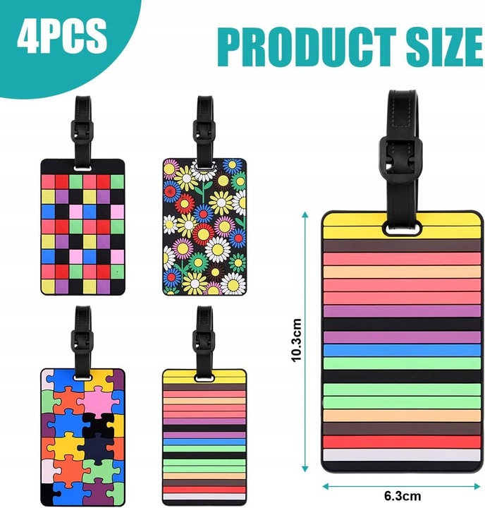 4x ZAWIESZKA DO BAGAŻU WALIZKI IDENTYFIKATOR ADRESOWNIK PRZYWIESZKA METKA