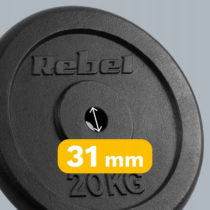 Obciążenie żeliwne 20kg otwór 31mm talerz klasyczny REBEL ACTIVE