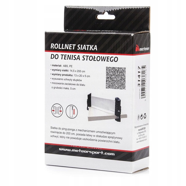 METEOR Siatka do tenisa stołowego PING PONGA mocowanie zaciskowe 200 cm