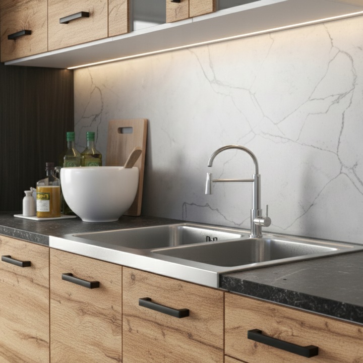 MEBLE KUCHENNE KUCHNIA ZESTAW SZAFKI MODUŁOWE BLAT JOLA 3,2M DĄB WOTAN