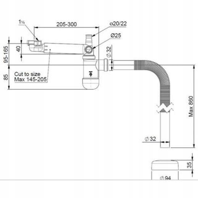 PÓŁSYFON UMYWALKI REGULOWANY OSZCZEDZAJĄCY MIEJSCE