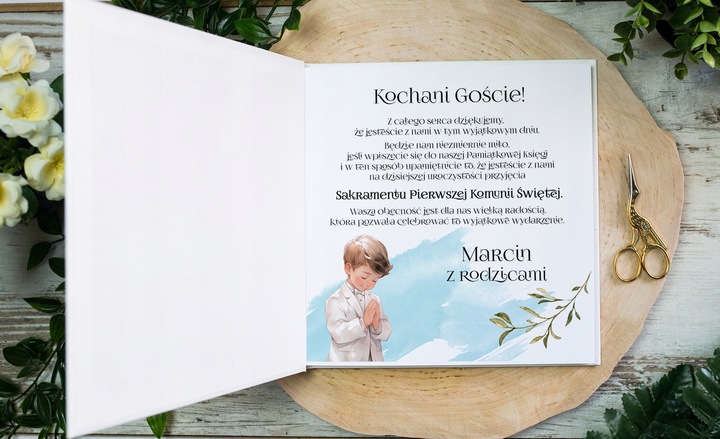 KSIĘGA GOŚCI NA KOMUNIĘDLA CHŁOPCA - PIĘKNA PAMIĄTKA NA ZDJĘCIA [w12]