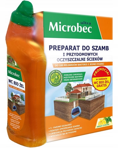 Microbec ULTRA Bakterie Preparat Proszek DO SZAMB 1kg + BIO ŻEL do WC