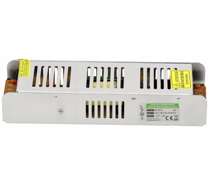 Zasilacz 12V LED 250W 20,8A Modułowy SLIM DO TAŚMY COB SMD 220-240V AC