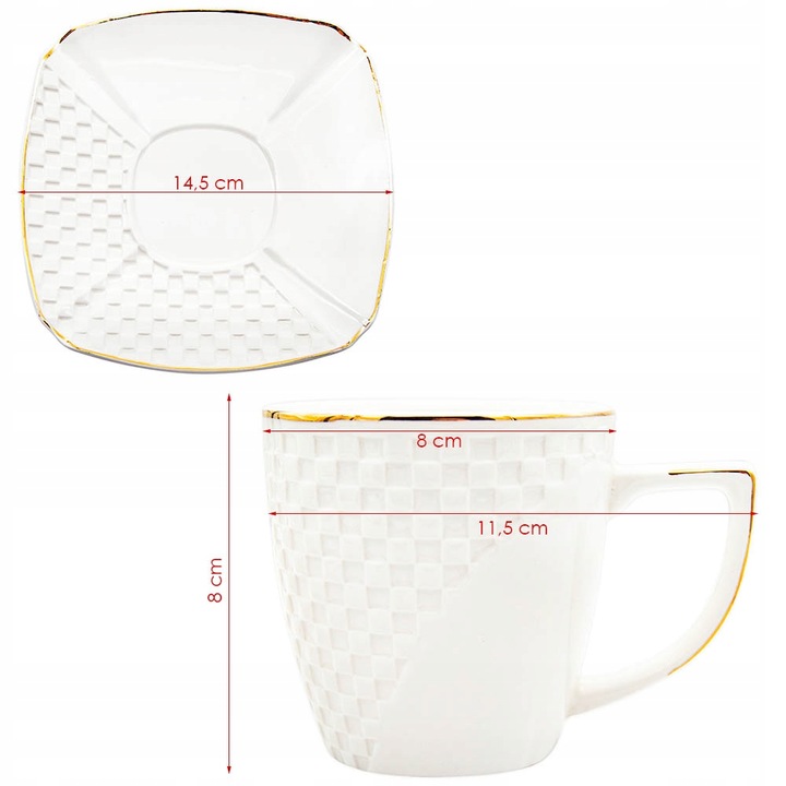 Serwis kawowy zestaw filiżanek ze spodkiem 240 ml 6+6 porcelanowy