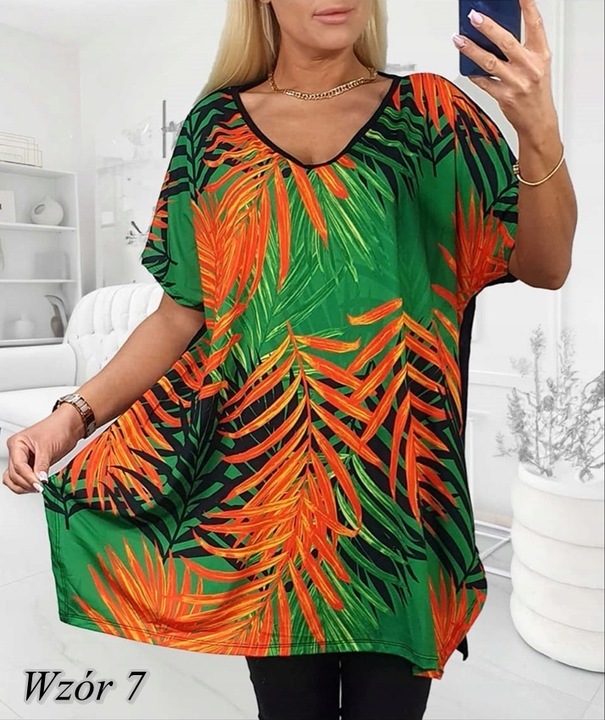 LUŹNA KOBIECA TUNIKA BLUZKA PLUS SIZE V dekolt XL/XXL różne wzory mix 702