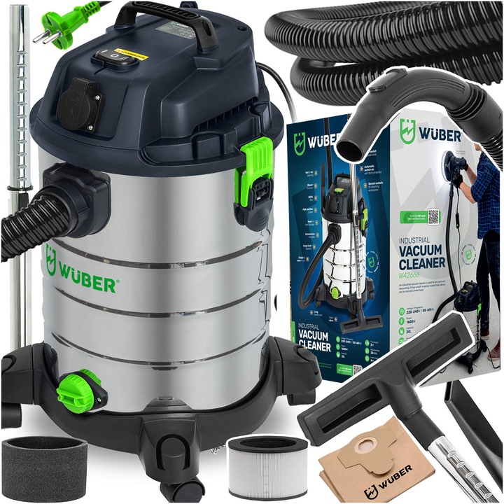 ODKURZACZ PRZEMYSŁOWY WARSZTATOWY MOKRO SUCHO HEPA POPIÓŁ GIPS MOCNY