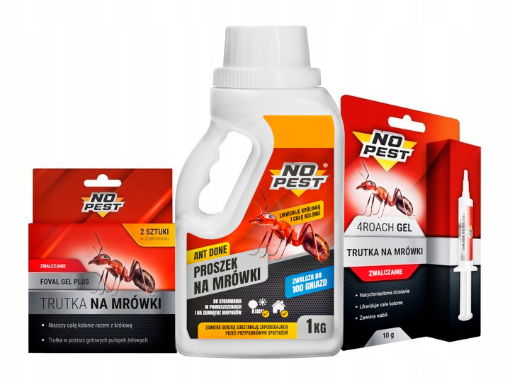 ŚRODEK PREPARAT PROSZEK TRUTKA ŻEL NA MRÓWKI FARAONA GNIAZDA MRÓWEK ZESTAW