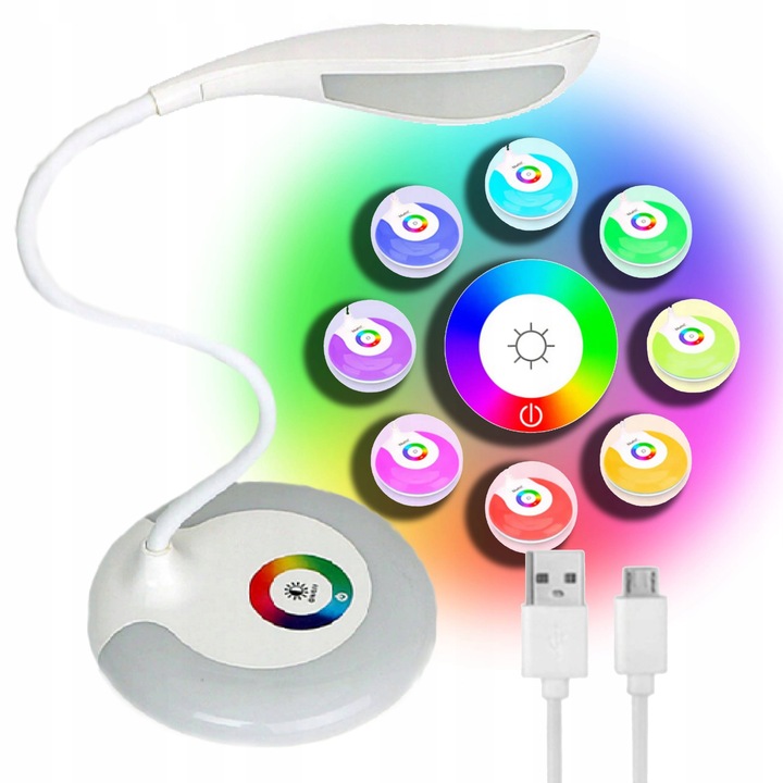 LAMPKA LED BIURKOWA LAMPA NA BIURKO 256 KOLORÓW RGB ZDROWA DLA OCZU