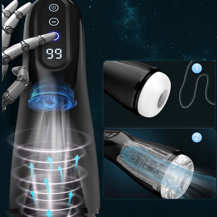 Automatyczne masturbator meski z funkcją ssania, wibracji, ogrzewania