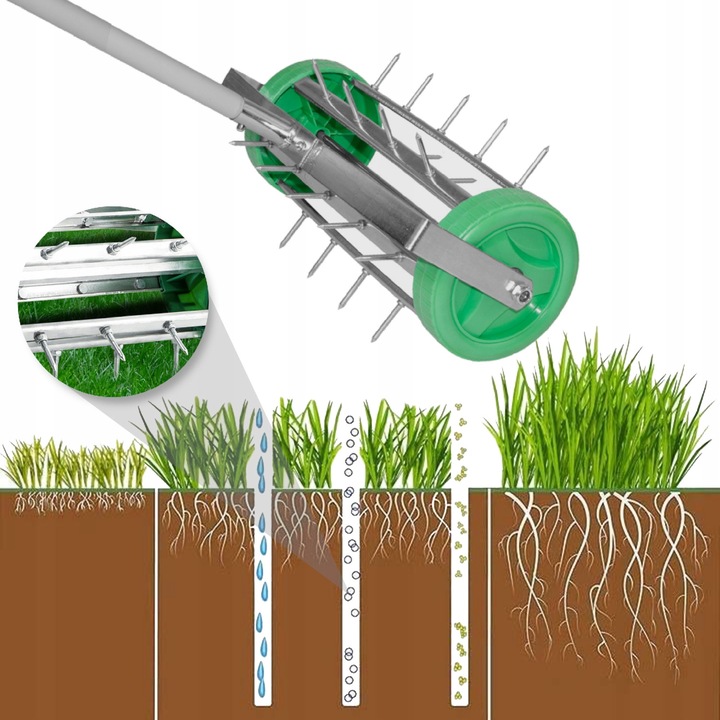 AERATOR WERTYKULATOR do trawnika gleby RĘCZNY OBROTOWY TRAWY MURAWY