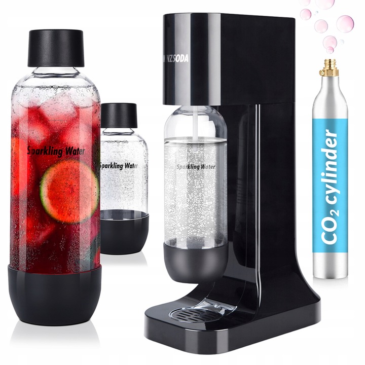 SATURATOR do gazowania wody + 2 butelki Czarny + cylinder nabój ZESTAW