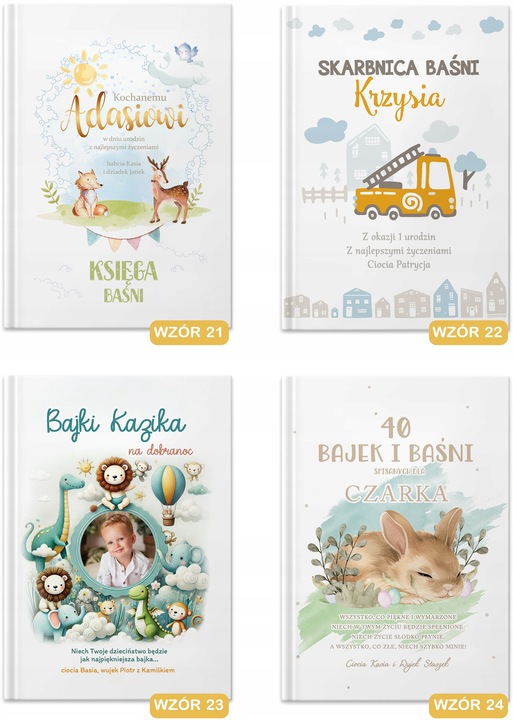 BAJKI dla dzieci Prezent na Dzień Dziecka Roczek Pamiątka Chrztu Z IMIENIEM