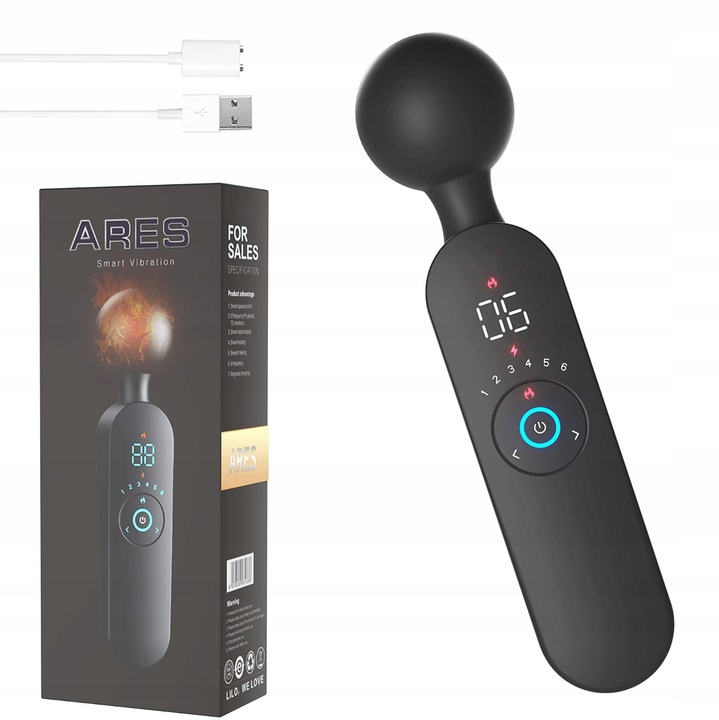 MASAŻER ŁECHTACZKI MAGIC WAND 12 FUNKCJI LCD GRZANIE, ORGAZM