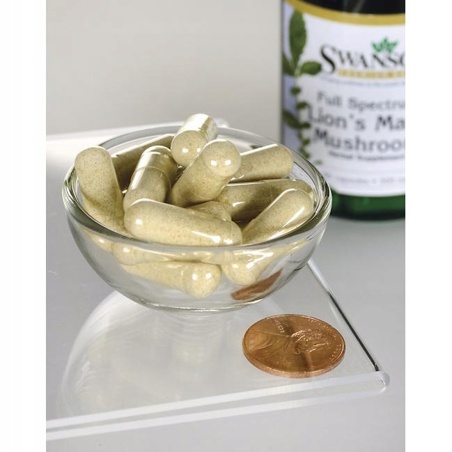 SWANSON Lion's Mane SOPLÓWKA JEŻOWATA Hericium 500mg 60kap TRAWIENIE Pamięć