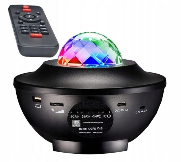 PROJEKTOR GWIAZD LED GŁOŚNIK LAMPA NOCNA + PILOT