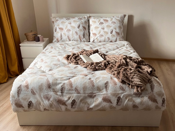 Komplet Pościeli Polarowej 160x200+2x 70/80 Ciepła Gruba Mack Home Liście