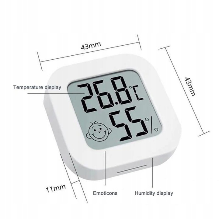TERMOMETR CYFROWY ELEKTRONICZNA STACJA POGODY HIGROMETR POKOJOWY 4