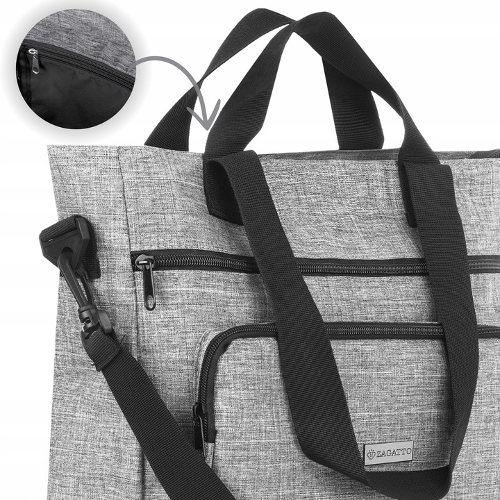 Torba damska duża torebka shopper szara pojemna z paskiem na ramię ZAGATTO