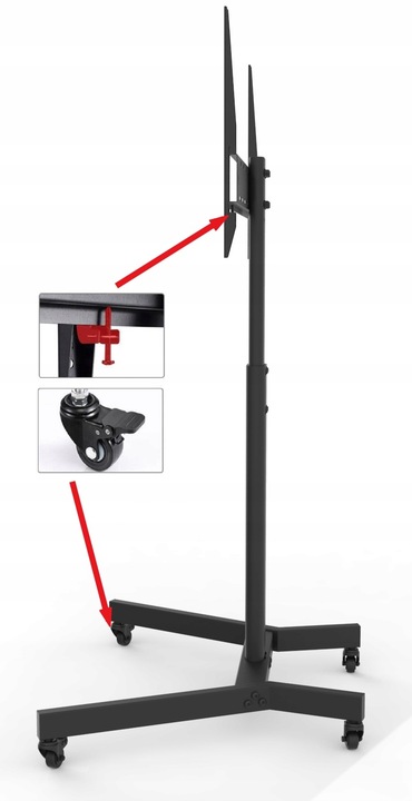 Podłogowy Mobilny Stojak TV pod Telewizor Uniwersalny Regulowany