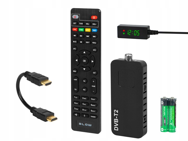 DEKODER TUNER TV DVB-T2 HEVC H.265 FULL HD MINI STICK PILOT ZESTAW